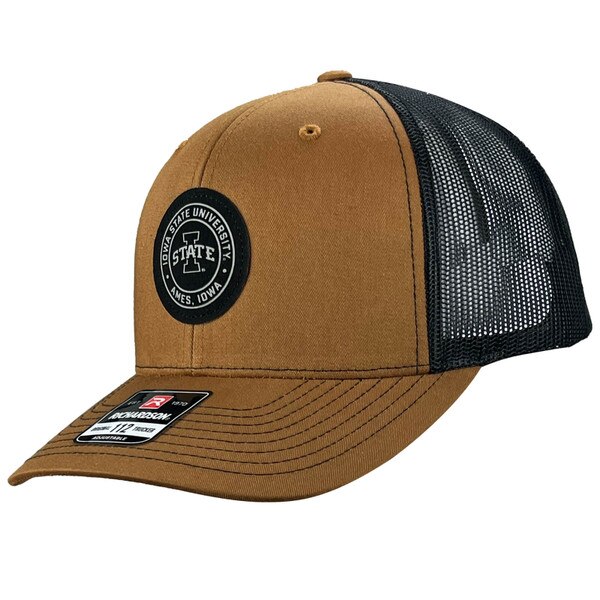 Richardson x Uscape Faux Leather Patch I-State Caramel and Black Trucker Hat
